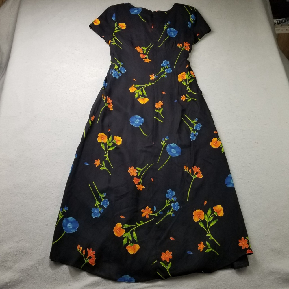 Talbots Maxi Dress Womens Size 4 Black Flowers Floral Allover Made USA - Picture 8 of 11